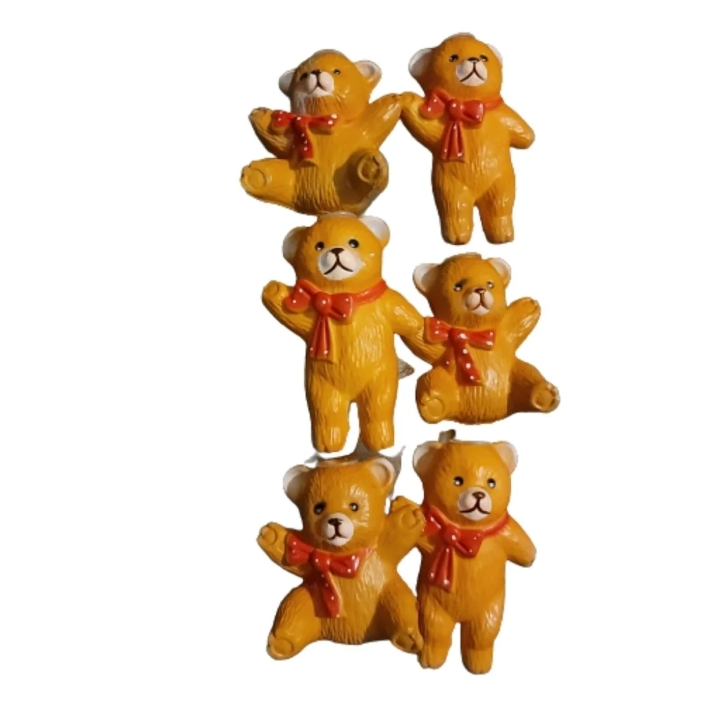 Christmas Bears Wearing Bow Vintage Tree Light Covers Set Of 6 Current Inc.